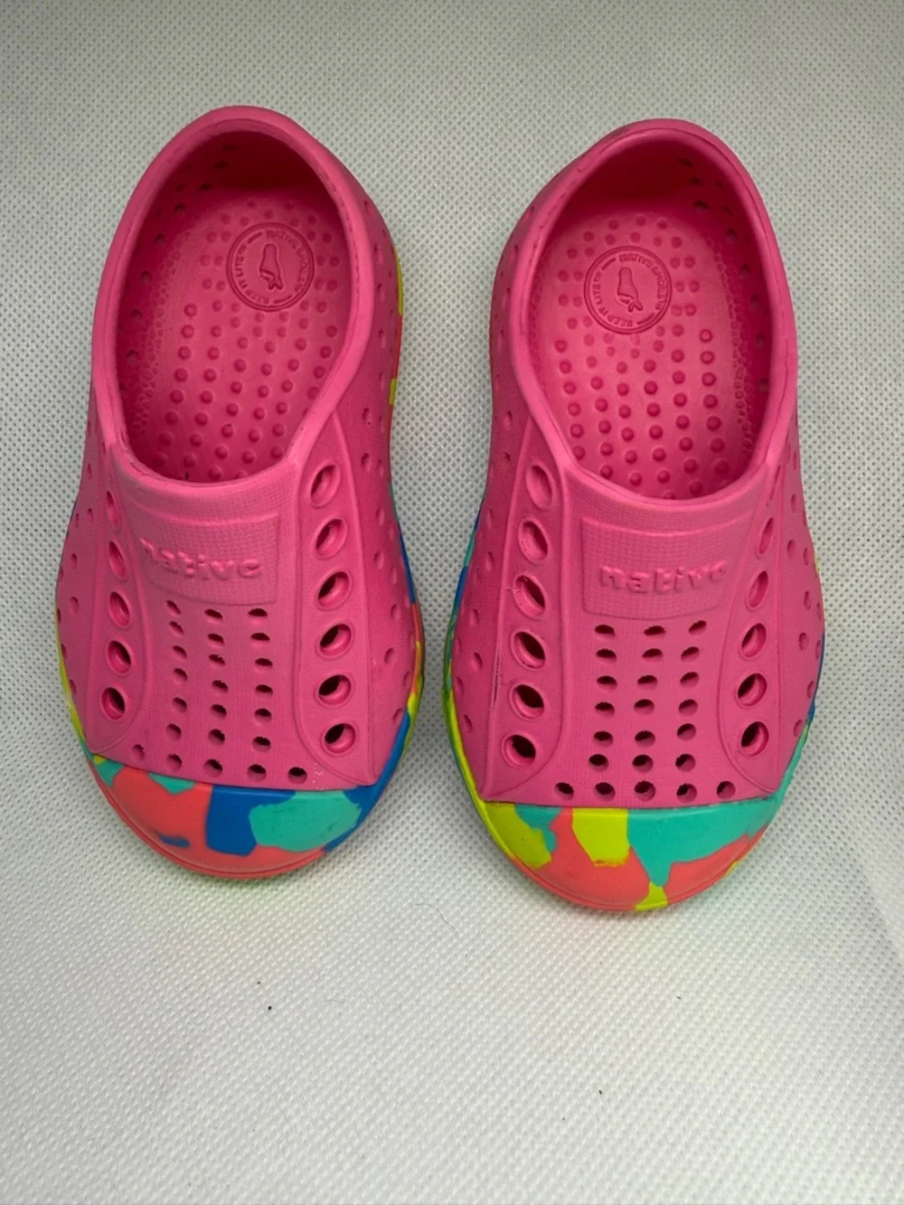 Native Slip-On Water Shoes Hot Pink Multicolor Toe and Trim Toddler Size C 4